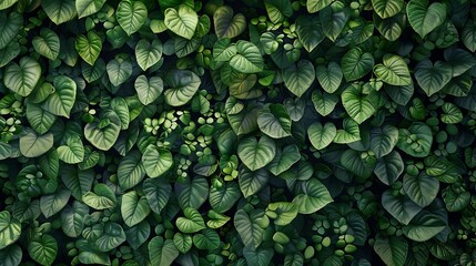 Wall Mural - Intricate jungle vines flowing, dense leaves, clear background, high definition.