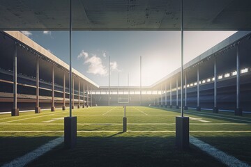 A football field with a single goal post, ideal for sports and outdoor events