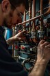 © Fotograf - A man works on industrial equipment in a modern manufacturing facility