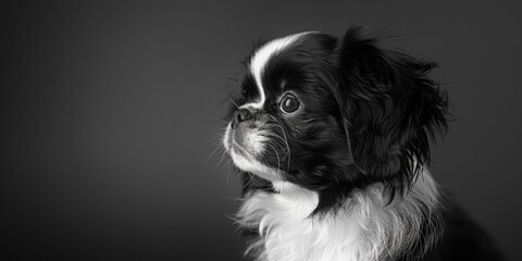 Sticker - A black and white photograph of a small dog