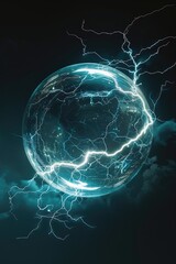 Wall Mural - A glowing sphere with lightning inside, suitable for technology and weather-related images