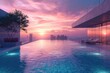 © Parvez - Contemporary urban rooftop pool with infinity edge and city skyline views.