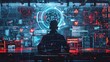 © printartist - Ethical hackers penetration testing Cybersecurity and data protection, Cyber attack process with hacker