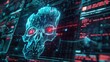 © printartist - Cyber attack with skull symbol on screen for alert