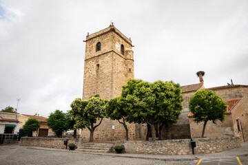 Wall Mural - Parish church of San Martin in Aldea del Cano village, province of Caceres, Extremadura, Spain