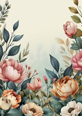 Sticker - Elegant pastel floral arrangement with peonies and roses, soft background, perfect for wallpaper, invitations, and art prints