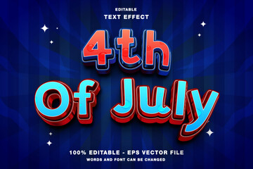 Wall Mural - 4th of July 3d Editable Text Effect Template Style Premium Vector