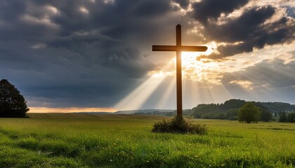 Radiant Serenity: A Cross Bathed in Sunlight, Inspiring Peace and Faith