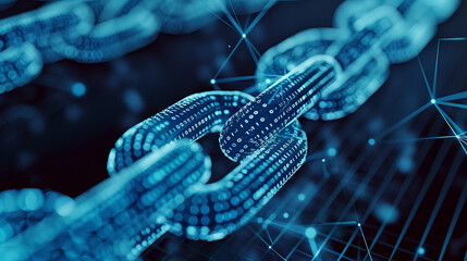 Close-up of Digital Blockchain Network