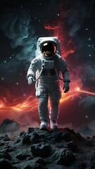 Wall Mural - 3d render cosmic astronaut on smoke and celestial light universe space backdrop