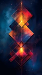 Wall Mural - A vibrant abstract illustration featuring bold diamond shapes and warm colors. 