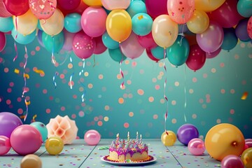 Wall Mural - Vibrant birthday background with sharp focus in UHD 4K resolution.
