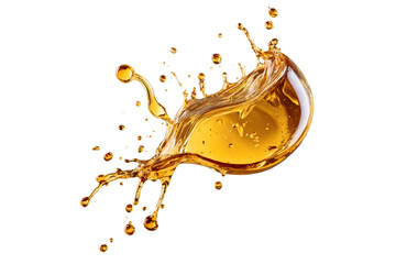 A high-resolution image of a flying honey splash with droplets, perfect for png with a transparent, white background