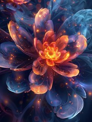 Wall Mural - A glowing flower of lights on a dark background. 