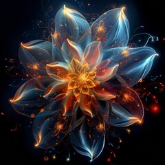 Wall Mural - A glowing flower of lights on a dark background. 