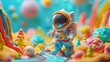 © Paul - Lively plasticine astronaut exploring a colorful alien planet, with a decorated helmet and space suit