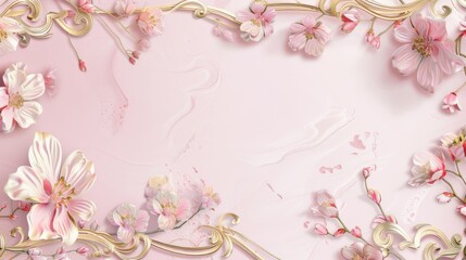 Light pink background with gold ornate frame.