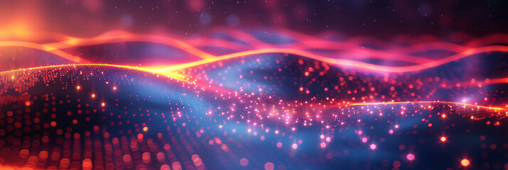 Digital background for tech, AI, neural networks, data, audio, graphics