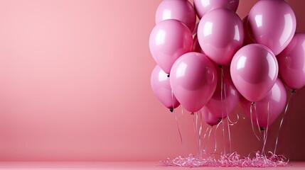 Poster - pink balloons on a pink background for banner or poster design