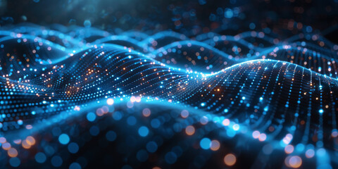 Digital background for tech, AI, neural networks, data, audio, graphics