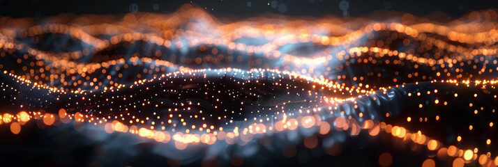 Digital background for tech, AI, neural networks, data, audio, graphics