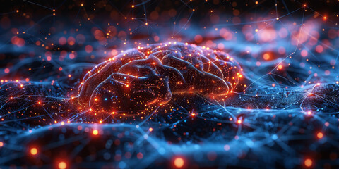 Digital background for tech, AI, neural networks, data, audio, graphics