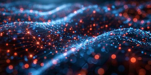 Digital background for tech, AI, neural networks, data, audio, graphics