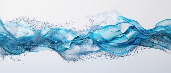 Wall Mural - banner of a floating blue wavy stream of water on a flat white background