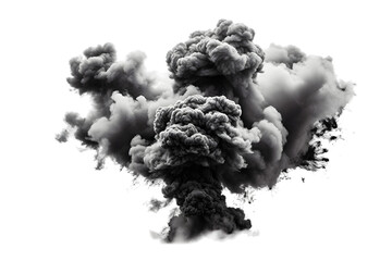 Wall Mural - Explosion with Large Cloud of Black Smoke in the Air isolated on white