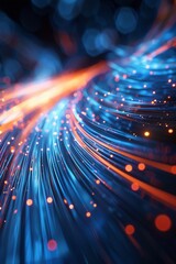 Poster - Dynamic Abstract Artwork: Vibrant Interconnected Lines and Nodes Symbolizing Global Communication