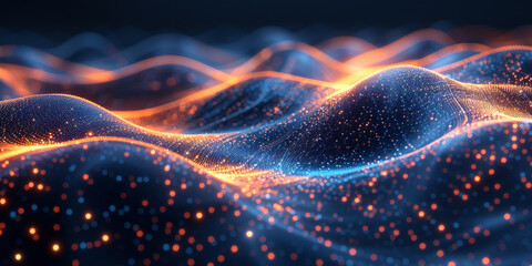 Digital background for tech, AI, neural networks, data, audio, graphics