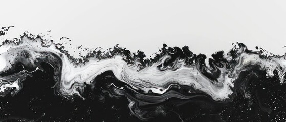 Wall Mural - abstract wallpaper with wavy watercolor effects in white and liquid black, nice texture and very artistic
