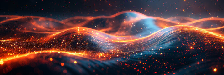 Digital background for tech, AI, neural networks, data, audio, graphics