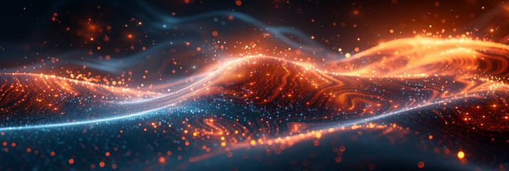 Digital background for tech, AI, neural networks, data, audio, graphics