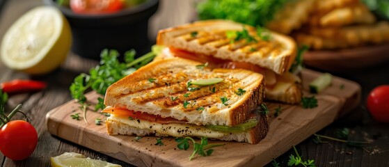 garlic bread grilled cheese wallpaper on a professional setting, nice depth with a blurred background 