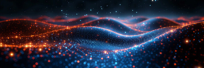 Digital background for tech, AI, neural networks, data, audio, graphics