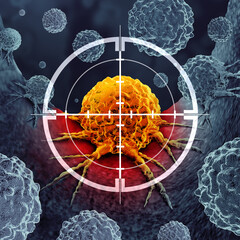 Wall Mural - targeting cancer and malignant tumor detection or screening as a treatment for disease cells with a 