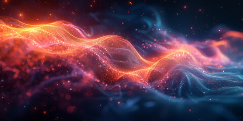 Digital background for tech, AI, neural networks, data, audio, graphics