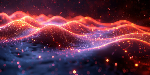 Digital background for tech, AI, neural networks, data, audio, graphics