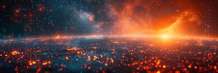 Digital background for tech, AI, neural networks, data, audio, graphics