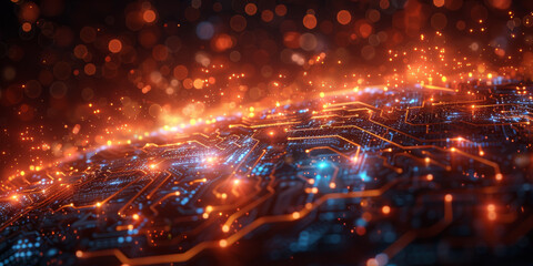 Digital background for tech, AI, neural networks, data, audio, graphics
