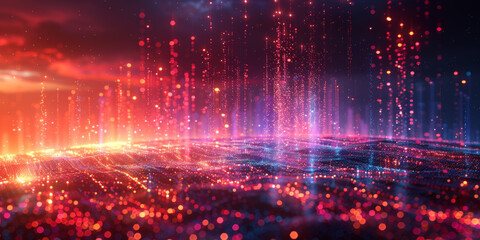 Digital background for tech, AI, neural networks, data, audio, graphics