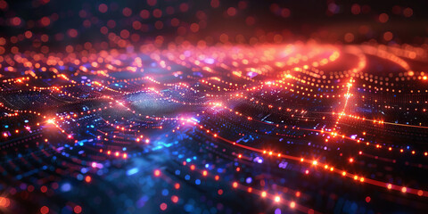 Digital background for tech, AI, neural networks, data, audio, graphics