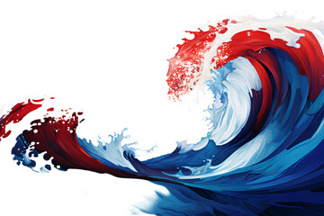 Wall Mural - Vibrant Red, White, and Blue Wave on White Background