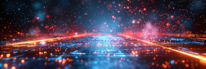 Digital background for tech, AI, neural networks, data, audio, graphics