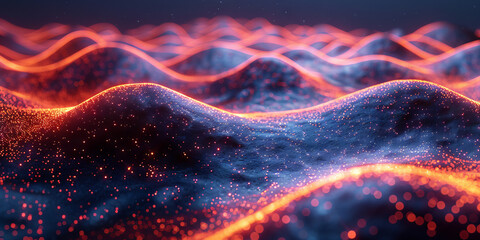 Digital background for tech, AI, neural networks, data, audio, graphics