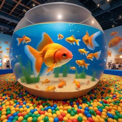 Wall Mural - goldfish in aquarium