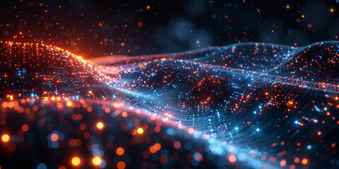 Digital background for tech, AI, neural networks, data, audio, graphics