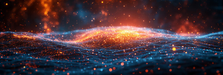 Digital background for tech, AI, neural networks, data, audio, graphics