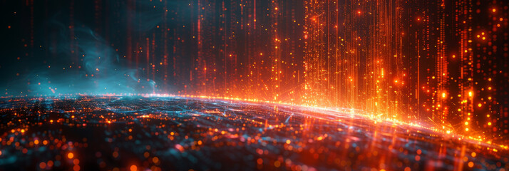 Digital background for tech, AI, neural networks, data, audio, graphics